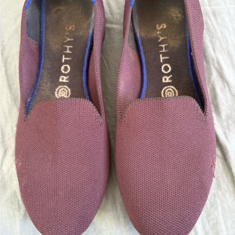 Rothy's Women's Burgundy Loafers with Blue Trim